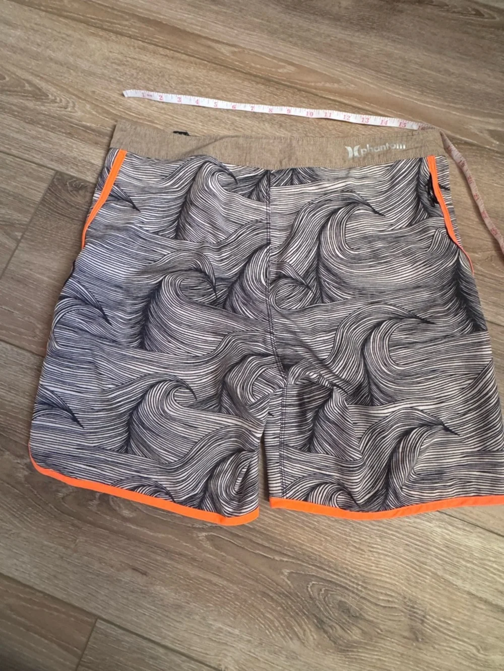 Men's Hurley phantom Wave Print Swim Trunks with Orange Trim size 31 - Picture 6 of 8